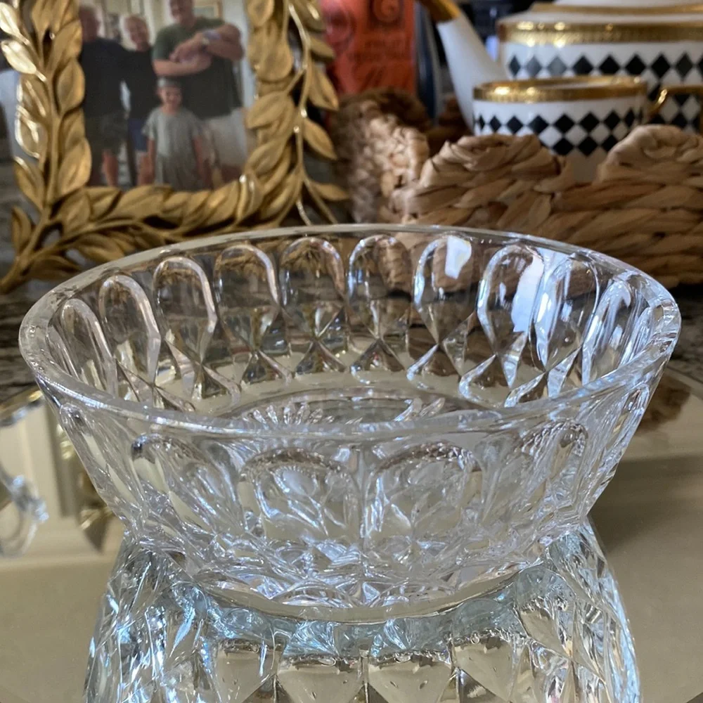 Vintage Block Crystal Tulip Garden Leaded Glass6.25” Bowl Poland!